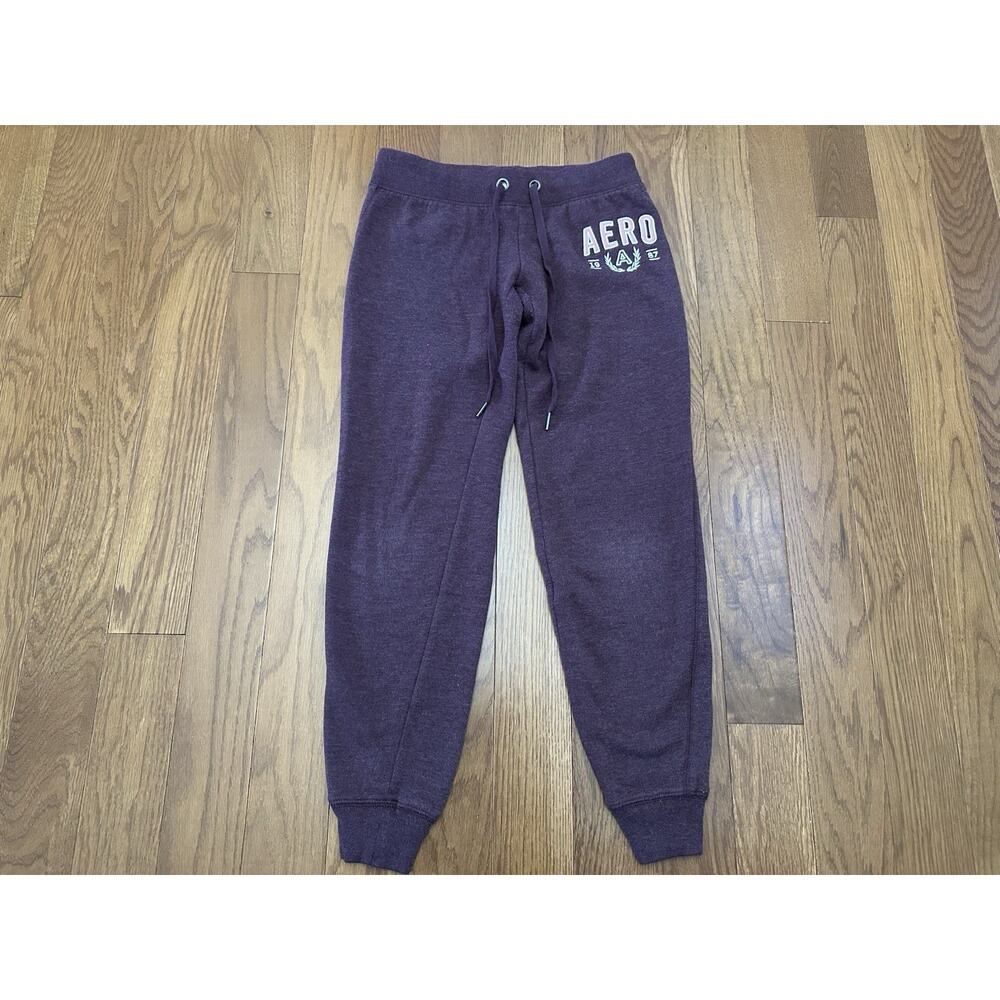 Aeropostale Jogger Sweatpants Women's XS Maroon Drawstring Waist Logo Y2K